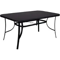 Springos Table de jardin avec plateau en verre Trou d'ombrelle 90 x 150 cm Verre trempé Cadre métallique