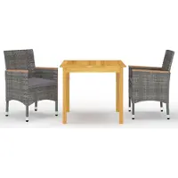 The Living Store 3-pc. Ensemble de salle à manger de jardin gris