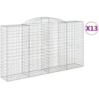 vidaXL Gabions avec arc surélevé 13 pcs 300x50x160/180cm Fer galvanisé