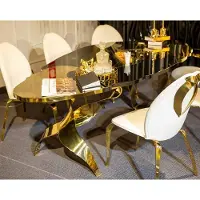 AEA Luxus Esstisch Gold Oval xxl Tisch 270x130cm Wohnzimmer Esszimmer Tische