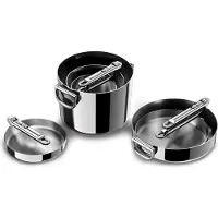 Joseph Joseph 6er Set Space Steel Pfannenset, Poêle + casserole, Argent