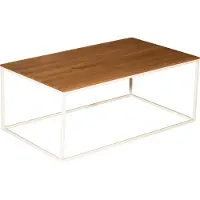 CasaDolce Casa Dolce Table de salon HITT, 100x60x40 cm, chêne massif avec cadre métallique blanc