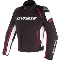 Dainese Racing 3 D-Dry S26, veste textile pour moto, noir/blanc/rouge, taille 58