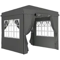 SUCCESS COURIER Pavillon d'extérieur 2,5x2,5m, gris foncé, pliable. Pavillon étanche avec protection UV 50+, comprenant 4 panneaux latéraux. Tente de jardin, tente de réception, avec sacs de sable et sac de transport