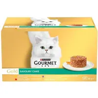 Purina Gold Gourmet Savoury Cake 48x85g Wet Cat Food Jaune
