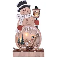 Solight LED Bonhomme de neige en bois 1V233