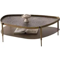 AEA Couchtisch mit goldenen Metallrahmen und einzigartiger Oberfläche