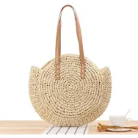OEM Sac à main fermé pour femme - Sac de plage rond vintage - Sac de voyage - Grande taille - Idéal pour les voyages - Sac en tissu confortable
