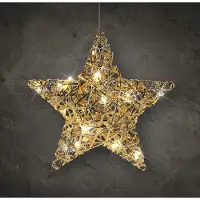 Spetebo Étoile LED 30 cm en OR - à suspendre avec pile / minuterie