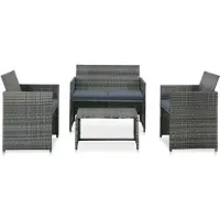 Syfax Salon de jardin 4 pcs avec coussins résine tressée gris
