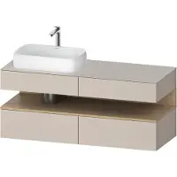 Duravit Collection One Meuble sous-vasque sur console, 2 tiroirs, 2 coulissants, découpe à gauche, 1400x550x600mm, niche en chêne naturel, QA4765030910010