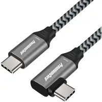 PremiumCord Câble USB-C courbé ( USB 3.2 GEN 2, 3A, 60W, 20Gbit/s ) Tresse de coton 1m