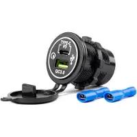 Amio Chargeur étanche avec prises USB + USB-C 12V 24V QUAD SKUTER MOTOCYCLE