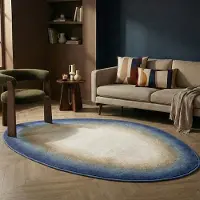 Studio Clarice Tapis irrégulier – Mellow Bleu/Jaune | 120x170cm | Rectangulaire | Pile courte