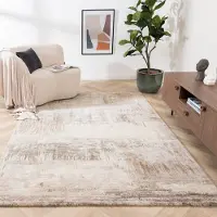 Studio Clarice Tapis abstrait - Xavier Scratch Taupe/Gris | 133x195 cm | Rectangulaire | Pile haute