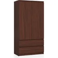 Akord Armoire à 2 portes et 2 tiroirs, dimensions 90 x 180 x 51 cm, finition wengé