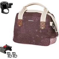 Basil Bohème City Bag - Sacoche de guidon pour vélo Sacoche latérale - 8 litres Rouge Adaptateur de guidon avec sonnette inclus