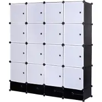 Happyment Armoire pliable Divu - Noir/Blanc - Chambre à coucher - Coffre de penderie Organisateur - 165x148x35 cm
