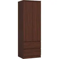 Akord Armoire à 2 portes et 2 tiroirs, dimensions 60 x 180 x 51 cm, finition wengé