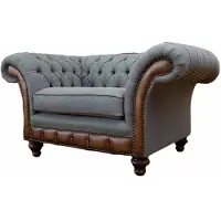 AEA Fauteuil Design Relax Textile Lounge Luxe Gris Coussin Assise Chesterfield