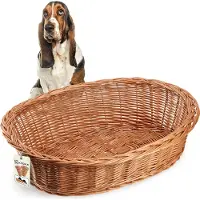 Kadax lit pour chiens et chats en osier, lit pour animaux domestiques en couleur naturelle, lit pour chiens (19x80x61cm)