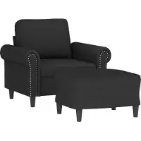 vidaXL Fauteuil avec pouf noir 60 cm velours