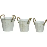 Décoris Seaux Zinc Corde Set 3 Ensemble De 3 Seaux Décoratifs En Zinc Et Corde -