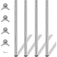 The Living Store 4x pieds de table réglables en hauteur Chrome 1100 mm