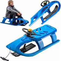 Kadax Luge en plastique avec klaxon, luge pour enfants en plastique, luge avec ferrure en tôle
