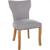 CLP Chaise de salle à manger Zadar, revêtue de tissu gris, structure de couleur antique clair