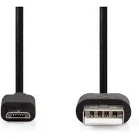 Nedis Câble USB | USB 2.0 | USB-A mâle | USB Micro-B mâle | 10 W | 480 Mbps | Nickelé | 0.50 m | Rond | PVC | Noir | Etiquette