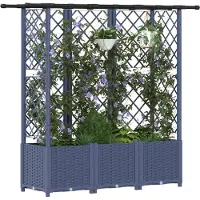 vidaXL Jardinière surélevée avec treillis et toit gris, 163,5 x 40 x 136 cm, en PP