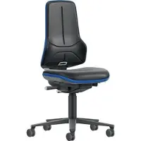 BIMOS Siège de travail pivotant Rl.rembourrage en similicuir noir bleu 470-640mm