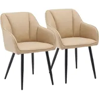 CLIPOP Chaise de salle à manger (lot de 2) avec accoudoirs, similicuir Chaise rembourrée, beige