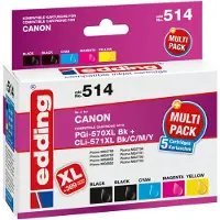 Edding Cartouche d'encre 18-514-01 comme PGI-570XL/CLI-571X sw/c/m/y 5pc