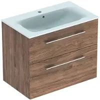 Geberit Selnova Square - Armoire lavabo 635x788x480 mm, avec lavabo, 2 tiroirs, noyer caryer 501.242.00.1