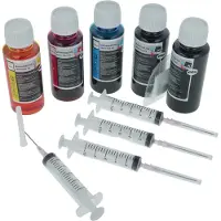 VHBW 5x Encre de recharge compatible avec Canon Pixma G6050 imprimante - Kit de recharge dye cyan, dye magenta, dye noir, dye jaune, 100ml