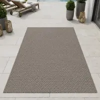 Carpetia Tapis moderne taupe à motif tressé, pour l'intérieur et l'extérieur, dimensions : 160 x 230 cm