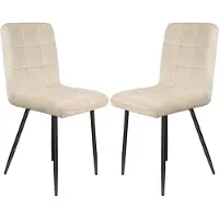 Supfine Ensemble de 2 chaises de salle à manger, chaises de cuisine en velours doux avec pieds en métal, chaise de designer, chaise de cuisine, couleur beige