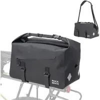 RockBros Sacoche de vélo 16 L, sacoche de porte-bagages imperméable avec fermeture à enroulement. Sacoche de porte-bagages arrière robuste pour les trajets quotidiens et les randonnées. Noir