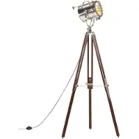 Syfax Lampadaire à trépied bois de manguier massif 180 cm