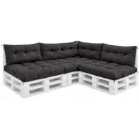 VBChome Coussins pour palettes 120 x 80, 120 x 40 et 70 x 40 cm pour palettes Europe, meubles, support de palette, jardin – 12 couleurs, rembourrage en flocons de mousse, graphite, lot de 7 pièces