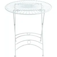 In And OutdoorMatch Table de jardin ronde en métal Shanie - 4 personnes - Résistante aux intempéries - Blanc - 71x71x71cm