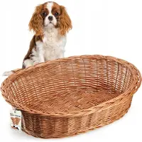 Kadax lit pour chiens et chats en osier, lit pour animaux domestiques en couleur naturelle, lit pour chiens (13x58x45cm)