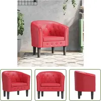 The Living Store Fauteuil club en simili cuir rouge