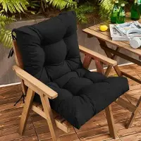 Topchances Coussin de chaise de jardin Coussin de chaise, résistant aux UV, imperméable Coussin de chaise, Intérieur et extérieur Coussin de chaise,Noir,106x53cm