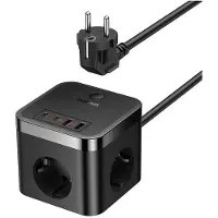 Baseus Chargeur mural PowerCombo Cube, 4000 W, 2x USB-A, 2x USB-C, 3x prise UE