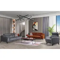 AEA Gris-orange Salon Siège Meuble Exclusif 3 places Luxe Une place