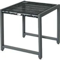 SUCCESS COURIER Table basse en rotin avec plateau en verre de sécurité, 50 x 49,5 x 50 cm, couleur naturelle – en polyrotin résistant aux intempéries, structure en aluminium inoxydable, facile d'entretien