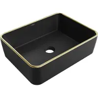 Mexen Catia lavabo à poser 48 x 37 cm, noir mat/bordures dorées - 21314875